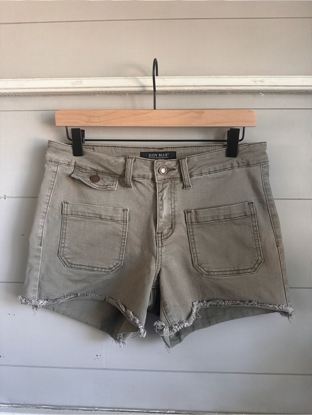 Judy Blue Muted Olive Green Denim Shorts